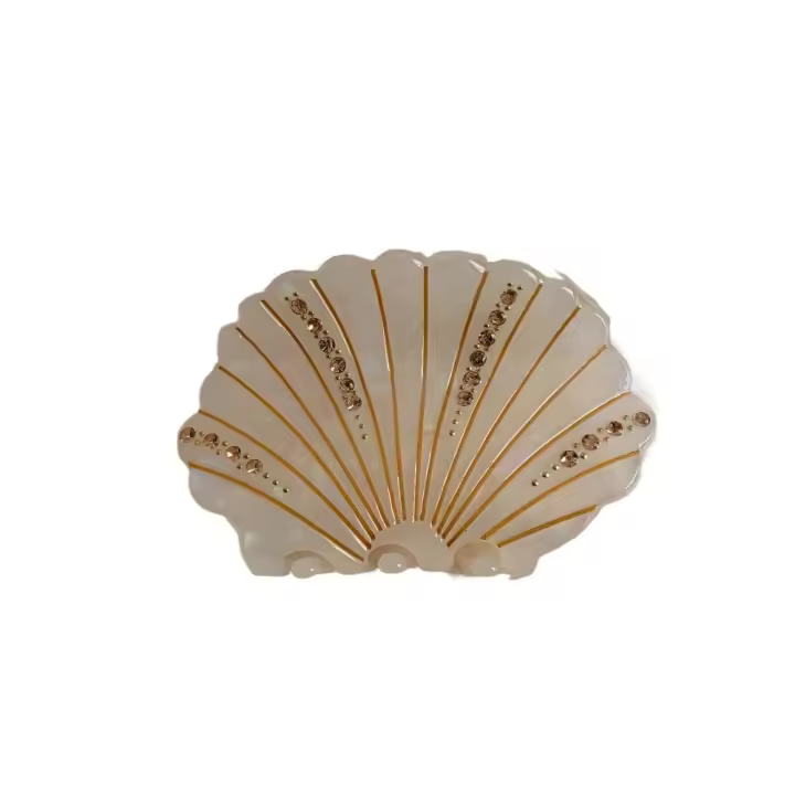Pinza para el pelo de concha de acetato de ácido acético elegante, joyería antideslizante, Clip de tiburón, accesorios para el cabello, Clip de cangrejo con diamantes de imitación franceses para niña - 1