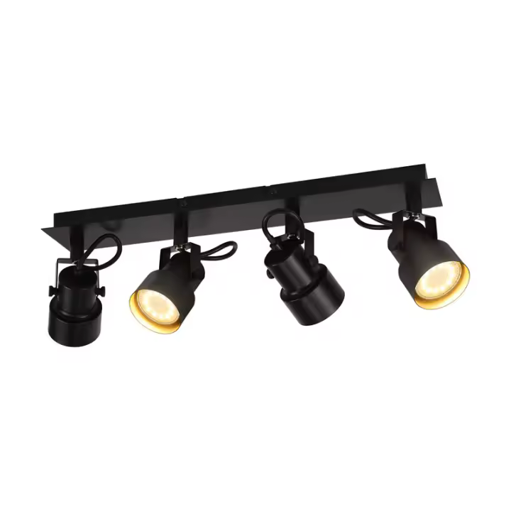 CBJKTX Foco de Techo Negro Lámpara de Techo Vintage GU10 Lámpara de Cocina para 4 Llamas Ajustables Vintage 350 ° - 1