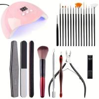 Kit profesional de arte de uñas con lámpara de fototerapia UV LED, máquina secadora de esmalte de uñas, herramientas y pinceles - details 0