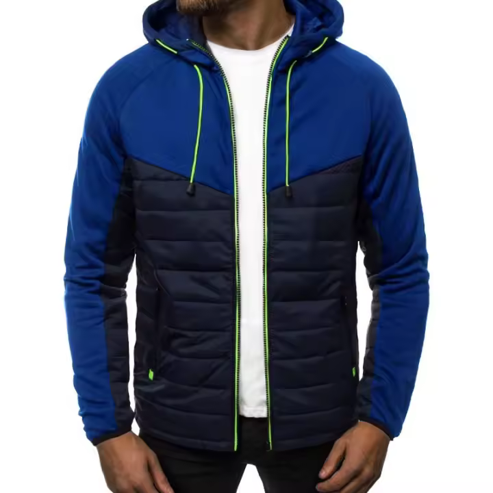 Sudadera informal con capucha y cremallera para hombre, chaqueta con costuras a la moda, Color a juego, nuevo estilo - 1