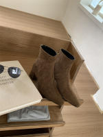 Botas cortas Tacón alto Tacón grueso Cremallera trasera Cabeza cuadrada Botas de moda versátiles - details 4