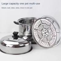 Olla vaporera multiusos de 2 capas con rejilla de vapor, doble caldera, utensilios de cocina de acero inoxidable, olla humeante para sopa espesa - details 15