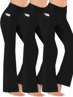 Paquete de 3 Pantalones Deportivos para Mujer, Tallas Grandes Costura Detalle Cintura Alta Pantalones de Yoga de Pierna Acampanada con Bolsillos para Teléfono Conjunto de 3 Piezas Adecuado Primavera/Otoño - details 5