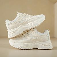 Zapatillas de deporte gruesas blancas para mujer, zapatos de tenis de cuero, zapatillas gruesas para mujer - details 5
