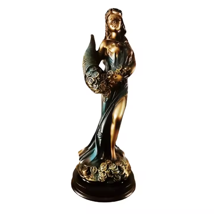 Estatua de Fortuna con los ojos vendados, griega antigua diosa romana de La Fortuna, escultura de suerte azul Vintage, decoraciones de la suerte para el hogar - 1