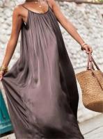 Novedad de verano, ropa informal holgada para mujer, vestido con tirantes de color liso, sevess, moda y elegante de fabricación china - details 4