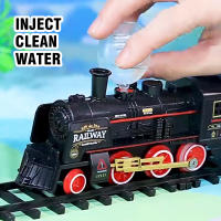 Tren de vapor clásico vintage, tren eléctrico de batería, locomotora de ferrocarril, juguetes de tren con rociador de agua, luz y sonido - details 1