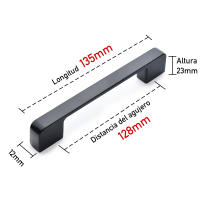 KAK-Negros tiradores mueble cocina con tornillos, tiradores para muebles de aleación de aluminio para armario de cocina y almacenamiento, Distancia entre agujeros 96mm/128mm - details 3