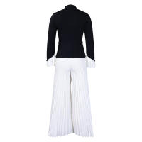 Conjunto de dos piezas de pantalón de pierna ancha plisado y top de manga acampanada de nueva moda de primavera para mujer D553 - details 42