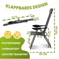 Sillas de Jardín Plegables de Aluminio con Respaldo Alto Ajustable 7 Posiciones, Apoyabrazos Transpirables, Portátiles, Silla de Camping para Jardín y Terraza - details 26
