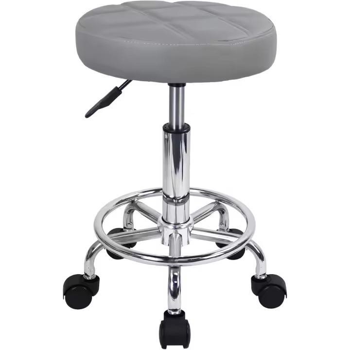 Taburete Giratorio Taburete de Trabajo Taburete de Bar Regulable en Altura 49-64cm Giratorio Blanco - 1