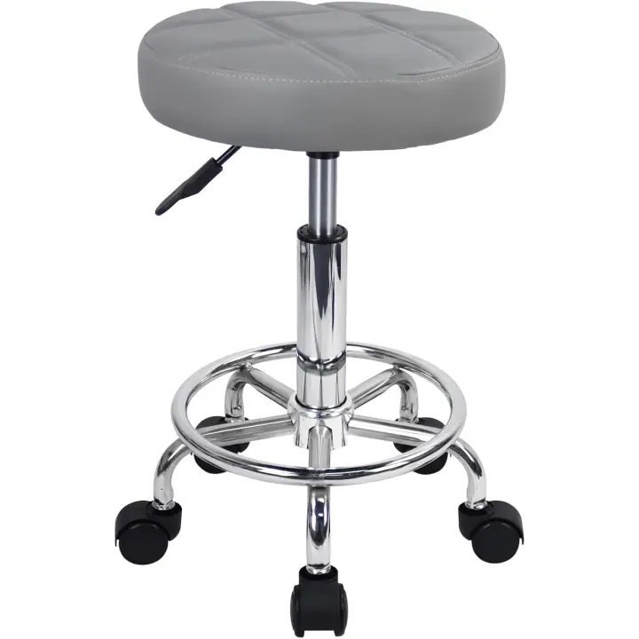 Taburete Giratorio Taburete de Trabajo Taburete de Bar Regulable en Altura 49-64cm Giratorio Blanco - 1