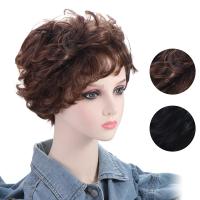 Accesorios para el cabello, peluca corta y rizada a la moda, pelucas onduladas masculinas naturales marrones, extensiones de cabello para hombres guapos, pelo sintético para uso diario - details 1