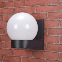 Luz led moderna para porche al aire libre, Base de PC blanca y negra, pantalla de lámpara acrílica lechosa, bola E27, lámpara de pared para exteriores - details 3