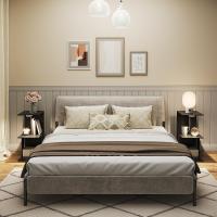 Estación de carga, mesa auxiliar con puertos USB y enchufes, mesa auxiliar para espacios pequeños, para dormitorio, salón blanco - details 12