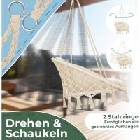 Silla Colgante con Cojín - Sillón Colgante Chill para Adultos y Niños Hamaca hasta 150 kg Asiento Colgante Suspensión Interior y Exterior Sala de Estar y Jardín Terraza, Beige - details 5