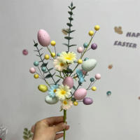Decoración de Pascua, huevo Artificial, rama de flor de tulipán, margaritas falsas coloridas, ramos DIY para fiesta de Pascua, decoraciones de mesa para el hogar - details 2
