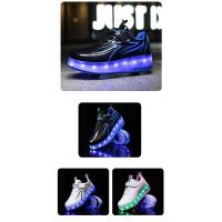 YUNICUS Led Light Boys Girls Shoe USB Charging Black Two Wheels Luminous Sneakers Roller Skate Shoes for Children Kids Led Shoes - details 3