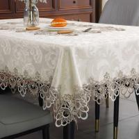 Battilo Ence mesa de comedor rectangular floral blanco bordado mantel impermeable, boda, fiesta, hogar - details 10