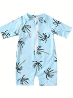 Bañador encantador con estampado de árbol de coco para niña, traje de baño con protección solar, cómodo para la playa y la piscina - details 11
