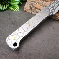 Cuchillo De Cocina De Acero Inoxidable Resistente Para Corte De Carne Y Pescado Hoja Forjada Con Patrón De Láser Herramienta Chef Profesional Para Cocina Y Preparación De Alimentos - details 1