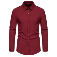 Camisa de manga larga con botones para hombre, camisa informal de negocios, Color sólido, cómoda, Social, Oficina, blusa blanca y negra, moda de otoño - details 36