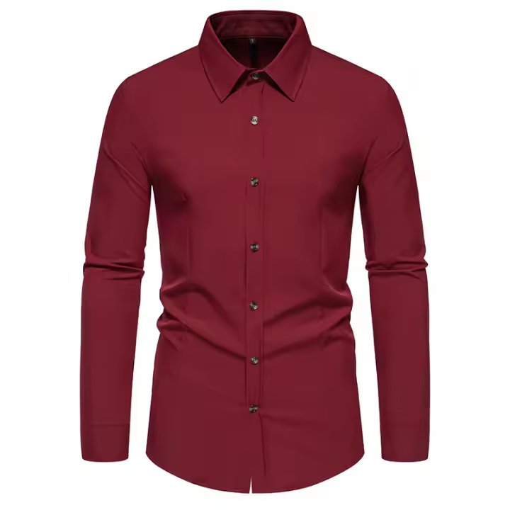 Camisa de manga larga con botones para hombre, camisa informal de negocios, Color sólido, cómoda, Social, Oficina, blusa blanca y negra, moda de otoño - 1