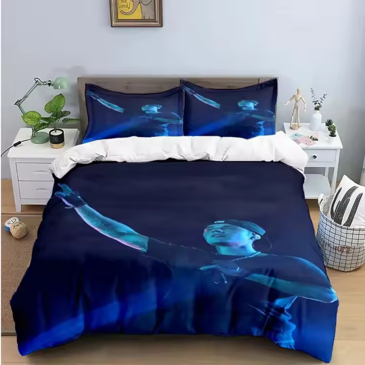 Juego de Ropa de Cama Impresa de Justin Bieber Funda de Edredón Comfortador para Niños y Niñas - 1
