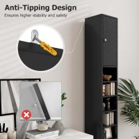 Armario de Baño Alto, Columna Auxiliar para Almacenamiento de Baño, con 2 Armarios y 1 Cajón, Organizador Armario Estrecho 20 x 20 x 180 cm, para Inodoro, Oficina - details 22