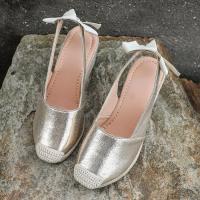 Patrón de piel de serpiente europea y americana, sandalias de cáñamo con tacón de cuña, bolsa de verano para mujer, sandalias vacías traseras de cabeza, zapatos de mujer de tacón alto de gran tamaño - details 6