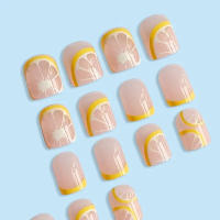 Set De 24 Uñas Postizas Cortas Estilo Francés Arte Artístico Para Manicura Extensión De Uñas Con Diseño - details 3