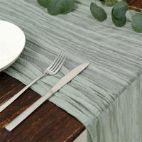 Lino Gauze Runner Decoración de Comedor Rústica para Bodas, Fiestas, Navidad 90*300CM - details 4