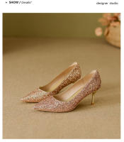 Zapatos de novia de mujer, nuevos tacones altos nupciales chinos de alta gama, no se cansan de tostar cristal, solo zapatos. - details 23