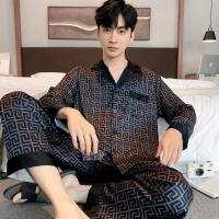 Pijamas de Seda de Hielo de Alta Gama para Hombres Ropa de Casa de Simulación de Seda de Manga Corta Traje de Camisón Extra Fino para Primavera y Otoño, Nuevo Verano - details 10