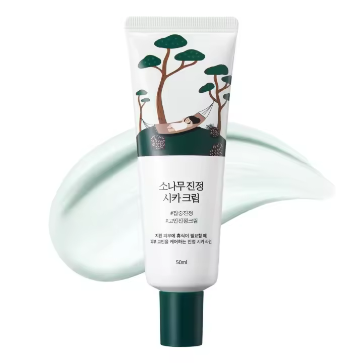 ROUND LAB Crema calmante de cica 1.69 Fl Oz, hidratante calmante de bajo contenido de ácido con cica de pino, BHA + LHA, ácido hialurónico para la piel - 1