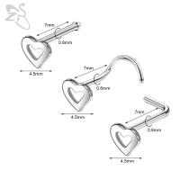 ZS-perno de Nariz de cristal CZ para hombres, forma de cruz de abeja de corazón, 316L retenedor de Pin de acero inoxidable, joyería de Piercing de fosa nasal en forma de L, 20g, 1 pieza - details 14