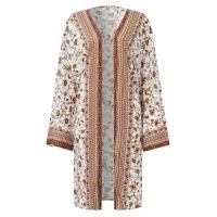 Cárdigan bohemio Vintage de verano, cárdigans tipo kimono de talla grande para mujer, estilo informal holgado, para vacaciones y playa - details 3