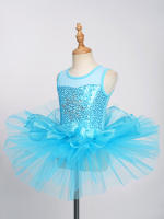 Vestido de baile de Ballet para niñas, sin mangas, lentejuelas brillantes, leotardo de malla, tutú, Ropa de baile, gimnasia, patinaje, disfraz de escenario actuación - details 7