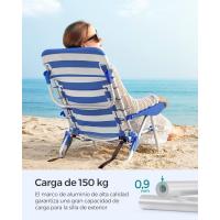 Silla Portátil Ajustable para Acampar Azul y Blanco 2 Fundas Laterales Respaldar y Apoyabrazos - details 1