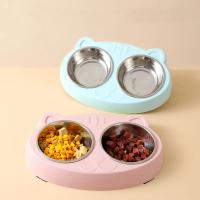 Macaron-cuenco doble para mascotas, bandeja de plástico para beber comida para perros y gatitos, alimentador para gatos y suminis - details 1
