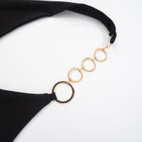 Mujer primavera verano nuevo sin mangas cuello en V sexy anillo cuello colgante camiseta top - details 2
