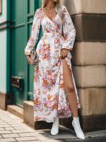 Vestido Largo de Manga Grande con Estampado Cuello en V, Moda Coreana Harajuku para Mujeres - details 8