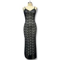 Vestido Largo Transparente de Verano 2025 - Vestido de Noche Ajustado de Color Sólido Sexy sin Mangas con Encaje Trenzado para Mujer - details 10