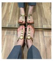 Zapatillas de Playa de Moda para Mujer Pisa Romana de Piel de Oveja Versión de Oro - details 6