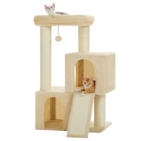 PAWZ Roda Árbol para gatos de varios niveles con poste rascador grueso, dos condominios grandes, torre para gatos de interior, almohadilla rascadora para gatos, casa cama para gatitos, juguetes para gatos - details 11