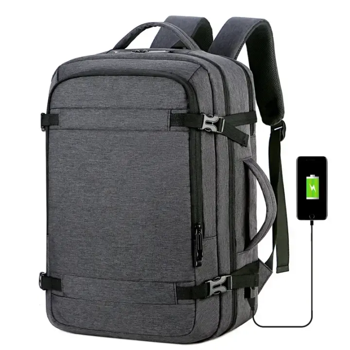 Mochila de viaje USB 40LExpandable, bolsas de transporte aprobadas por vuelo para aviones, mochila duradera resistente al agua de 17 pulgadas para hombres - 1