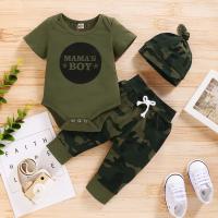 Conjunto de Ropa para Bebé Recién Nacido de 0-18 Meses Mono de Manga Corta con Estampado de Letras, Pantalones de Camuflaje y Sombrero Conjuntos de Verano para Niño Pequeño de 3ud - details 1