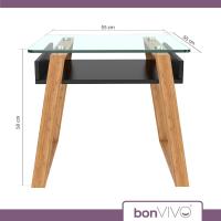 Mesita de Centro Rectangular, de Vidrio y Madera con Bandeja para Revistas, Mesa de Centro Baja para Salón y Oficina - details 21