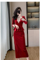 Vestido de noche de terciopelo ligero de lujo para mujer, estilo francés, para otoño e invierno, nuevo vestido de noche de alta gama con temperamento y corte ajustado, de un solo paso - details 10