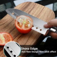 Cuchillo de cocina japonés Santoku, utensilio de acero inoxidable para tallar, Santoku - details 3
